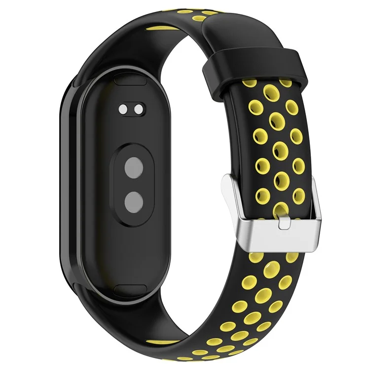 KALEBOL KLB-SSGJ-001 Für Xiaomi Mi Band 9 NFC / Mi Band 9 / Smart Band 8 NFC / Smart Band 8 Silikon-Uhrenarmband Wasserdicht - Schwarz+Gelb