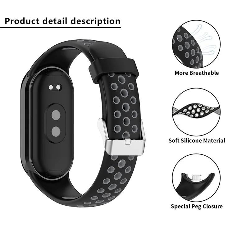 KALEBOL KLB-SSGJ-001 Für Xiaomi Mi Band 9 NFC / Mi Band 9 / Smart Band 8 NFC / Smart Band 8 Silikon-Uhrenarmband Wasserdicht - Schwarz+Gelb