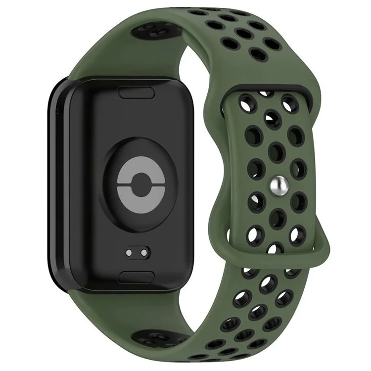 KALEBOL KLB-SSGJ-002 для Xiaomi Smart Band 8 Pro / Redmi Watch 4 Силиконовый ремешок двухцветный - армейский зеленый+черный