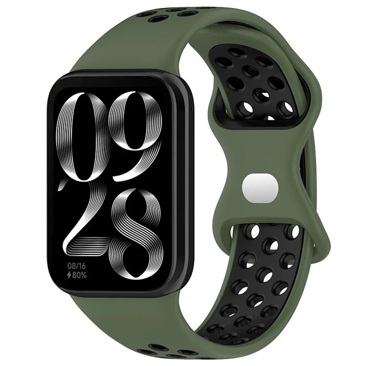 KALEBOL KLB-SSGJ-002 для Xiaomi Smart Band 8 Pro / Redmi Watch 4 Силиконовый ремешок двухцветный - армейский зеленый+черный