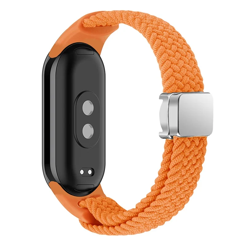 Magnetic Braided Nylon Strap for Xiaomi Smart Band 9 NFC / 9 / 8 NFC / 8 Replacement Watch Band - Orange