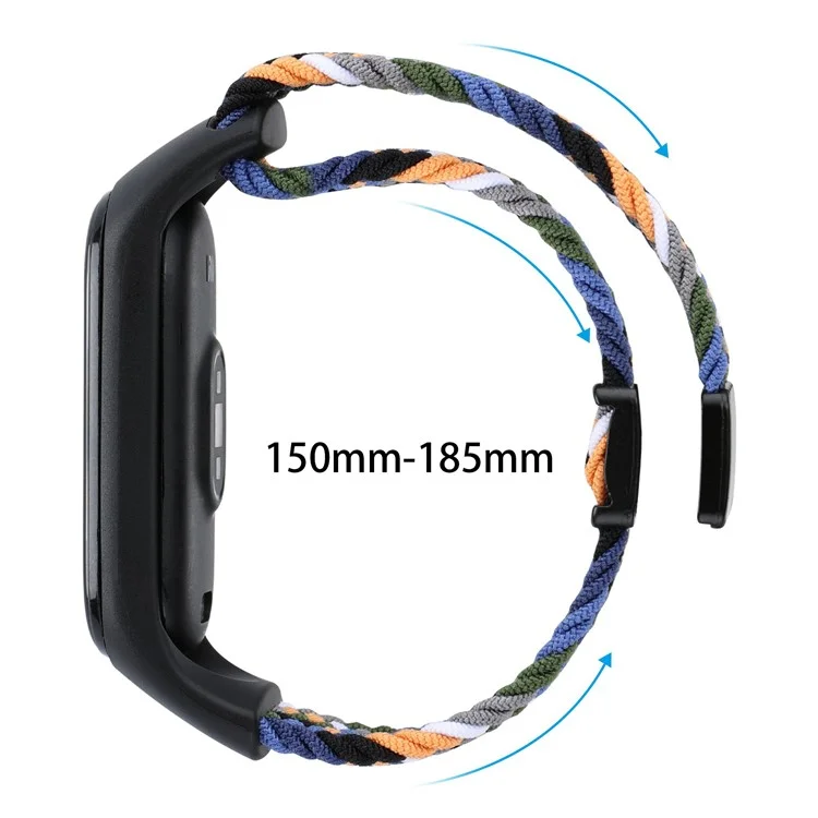 For Xiaomi Mi Band 3 / 4 / 5 / 6 / 7 Braided Nylon Strap Magnetic Watch Band - Black / White