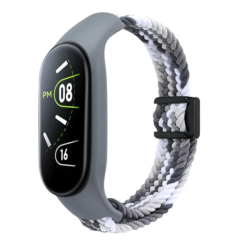For Xiaomi Mi Band 3 / 4 / 5 / 6 / 7 Braided Nylon Strap Magnetic Watch Band - Dazzle Black