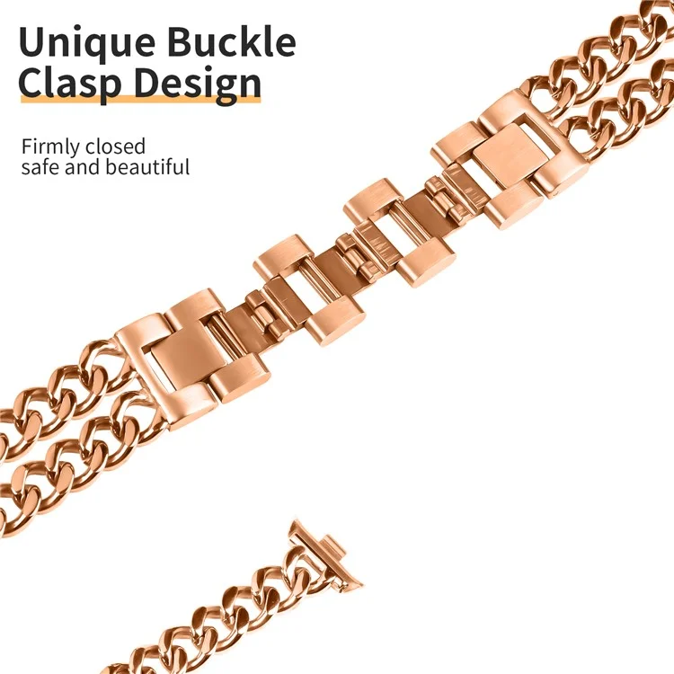For Xiaomi Smart Band 8 Pro Double-Circle Band Stainless Steel Watch Strap - Rose Gold