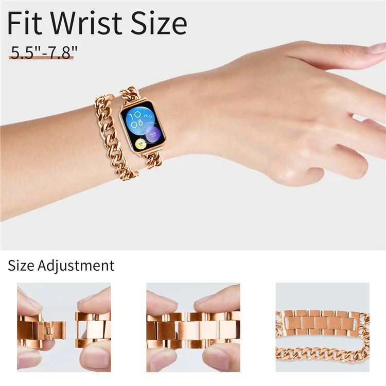 For Xiaomi Smart Band 8 Pro Double-Circle Band Stainless Steel Watch Strap - Rose Gold