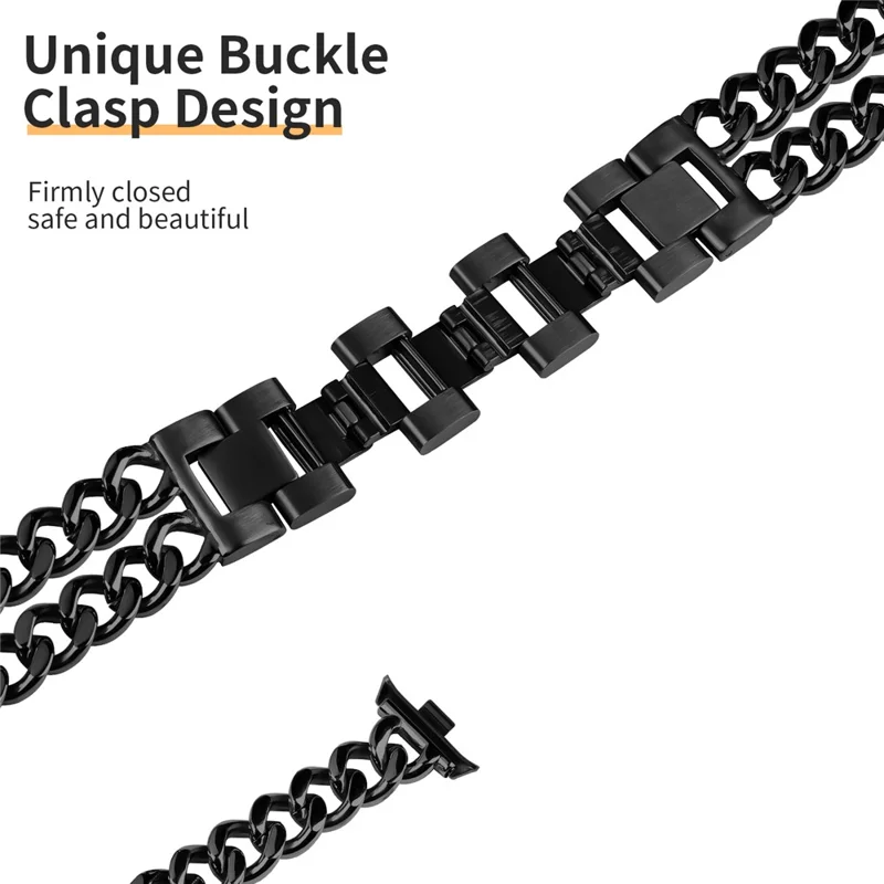 For Xiaomi Smart Band 8 Pro Double-Circle Band Stainless Steel Watch Strap - Black