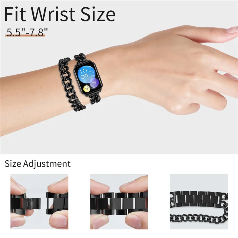 For Xiaomi Smart Band 8 Pro Double-Circle Band Stainless Steel Watch Strap - Black