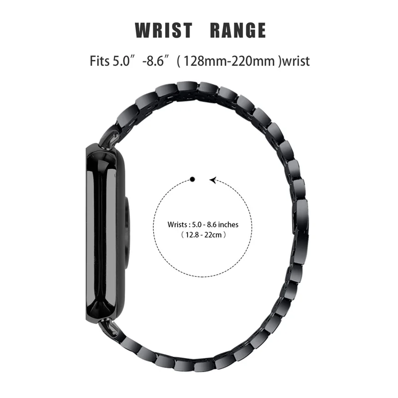 For Xiaomi Smart Band 8 Pro 3 Rows Rhinestone Zinc Alloy Watch Band Women Replacement Strap - Black+White