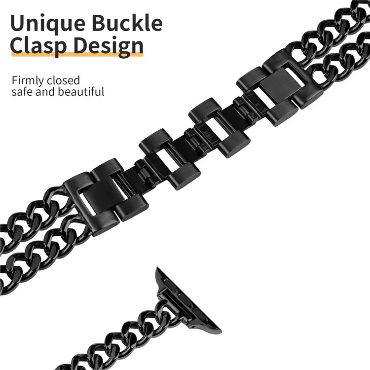 For Apple Watch Series 10 42mm / 9 8 7 41mm / SE (2023) SE (2022) SE 6 5 4 40mm / 3 2 1 38mm Stainless Steel Wrist Strap - Black