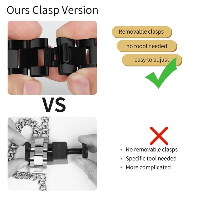 For Apple Watch Series 10 42mm / 9 8 7 41mm / SE (2023) SE (2022) SE 6 5 4 40mm / 3 2 1 38mm Stainless Steel Wrist Strap - Black