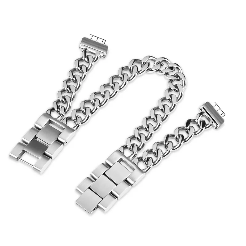 For Fitbit Inspire / Inspire HR / Inspire 2 Circle Design Stainless Steel Watch Bracelet Strap - Silver