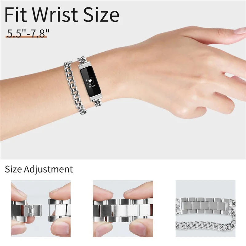 For Fitbit Inspire / Inspire HR / Inspire 2 Circle Design Stainless Steel Watch Bracelet Strap - Silver