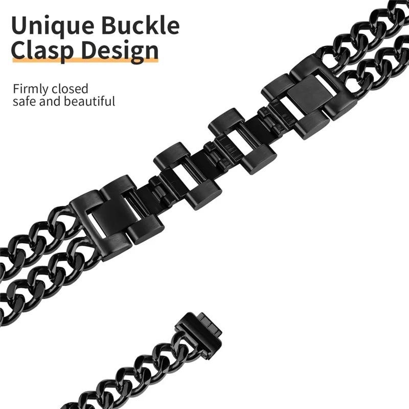 For Fitbit Inspire / Inspire HR / Inspire 2 Strap Circle Design Electroplating Stainless Steel Watch Bracelet - Black