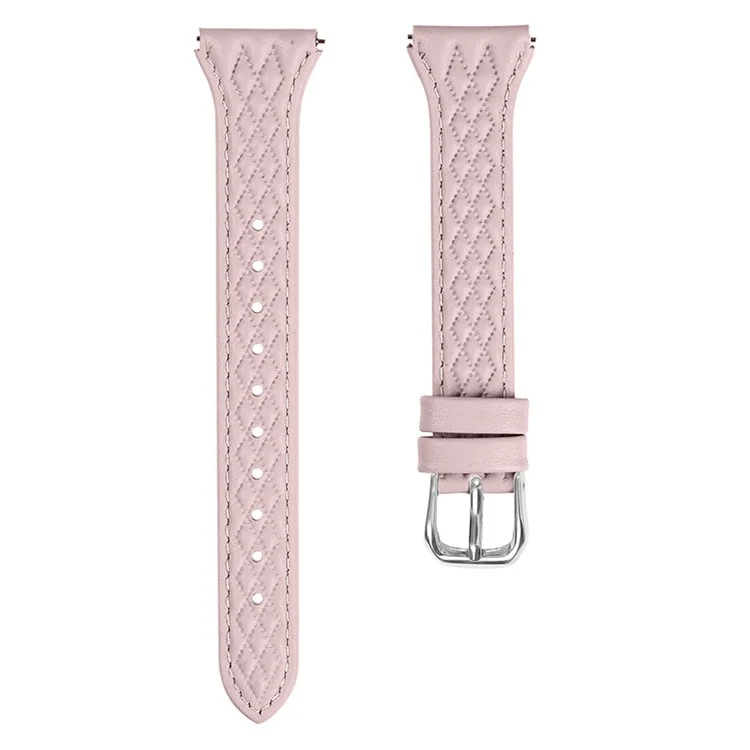 Para Pebble 2 / Time Round Rhombus Imprinted Genuine Cow Leather Watch Strap - Pink