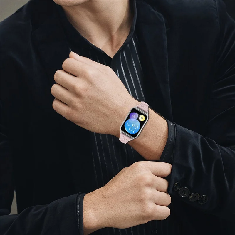 For Xiaomi Smart Band 8 Pro Replacement Rhombus Imprinted Genuine Cow Leather Watch Strap - Pink