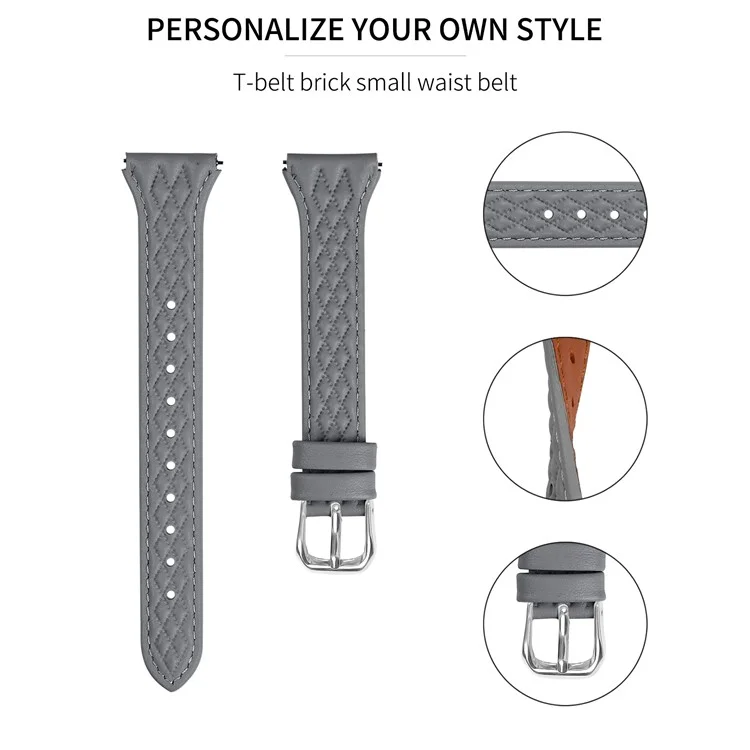 Für Misfit Vapor Genuine Cow Leather Wrist Strap Rhombus Imprinted Watchband - Grau