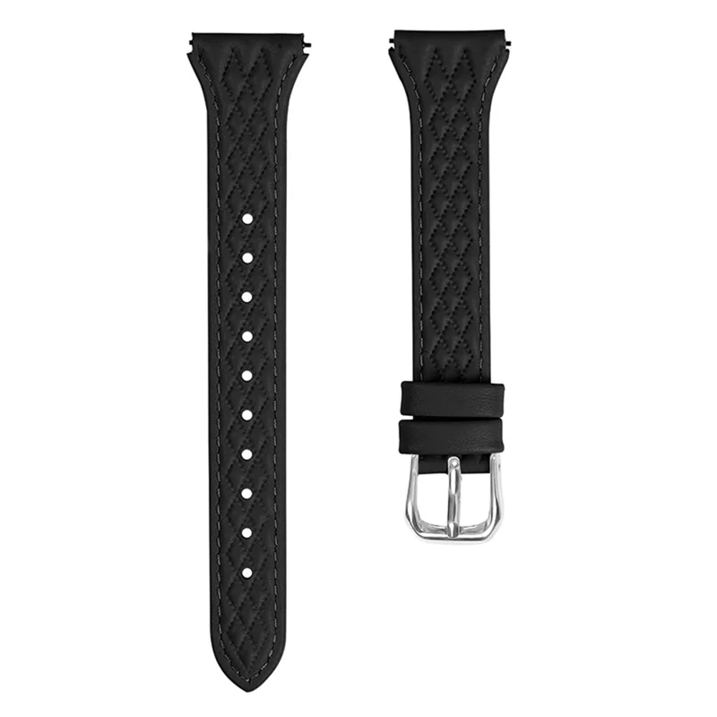Genuine Cow Leather Band for Garmin Forerunner 645 / 645 Music Rhombus Imprinted Watch Strap - Black