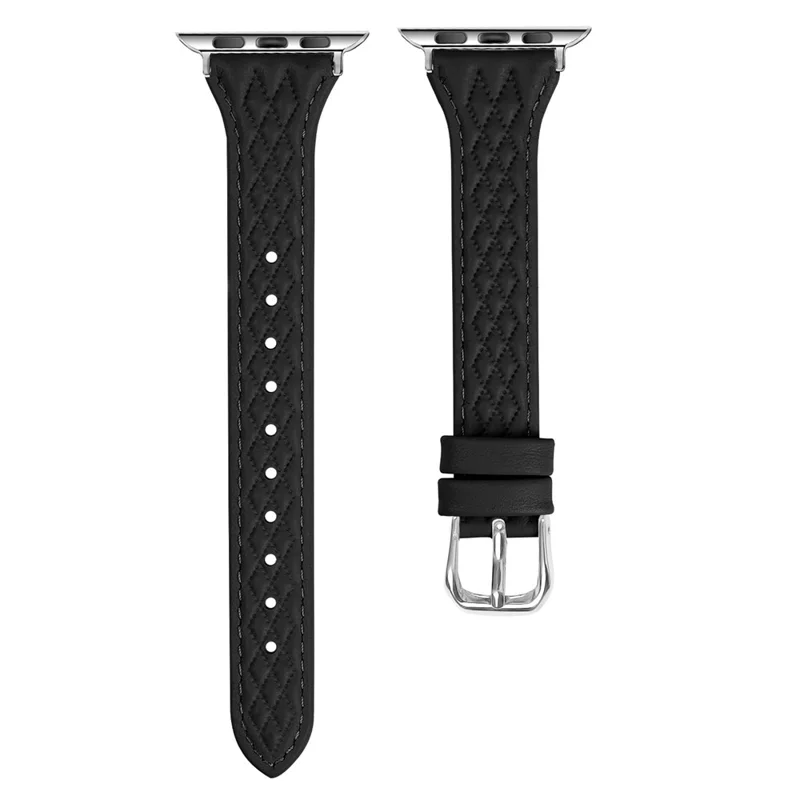 Pour Apple Watch 10 46mm / Ultra 2 / Ultra 49mm / 9 8 7 45mm / SE (2023) SE (2022) SE 6 5 4 44mm / 3 2 1 42mm Top-Layer Cow Leather Watch Strap - Noir