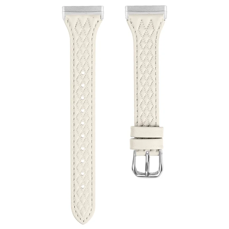 For Fitbit Versa 4 / Sense 2 Replacement Band Top-Layer Cow Leather Watch Strap - Apricot