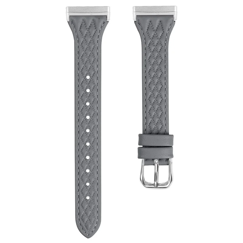 For Fitbit Versa 4 / Sense 2 Replacement Band Top-Layer Cow Leather Watch Strap - Grey