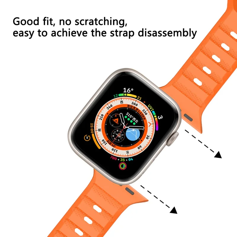 Для часов Apple Watch 10 46 мм / Ultra 2 / Ultra 49 мм / 9 8 7 45 мм / SE (2023) SE (2022) SE 6 5 4 44 мм / 3 2 1 42 мм Fluororubber Watch Band - Black