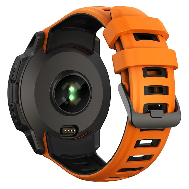For Garmin Instinct 2X Silicone Watch Straps Dual Color Wrist Band - Orange+Black