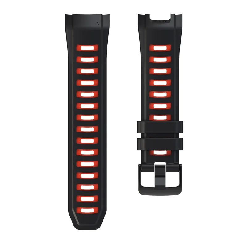 For Garmin Instinct 2X Silicone Watch Straps Dual Color Wrist Band - Black+Red
