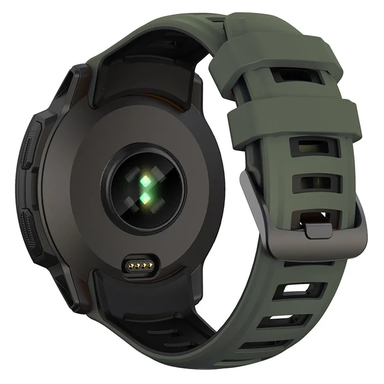 For Garmin Instinct 2X Silicone Watch Straps Dual Color Wrist Band - Army Green+Black