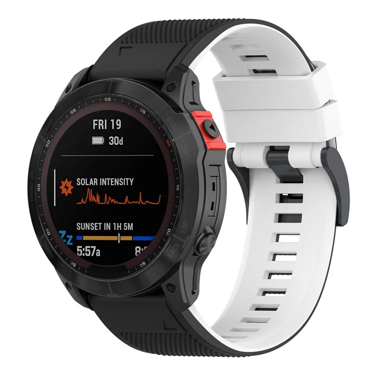 KALEBOL KLB-SSGJ-001 For Garmin Fenix 7 / Fenix 7 Pro Sport Straps 22mm Silicone Watch Band - Black+White