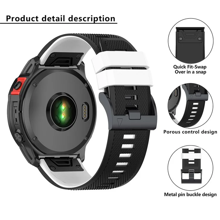 KALEBOL KLB-SSGJ-001 For Garmin Fenix 7 / Fenix 7 Pro Sport Straps 22mm Silicone Watch Band - Black+White