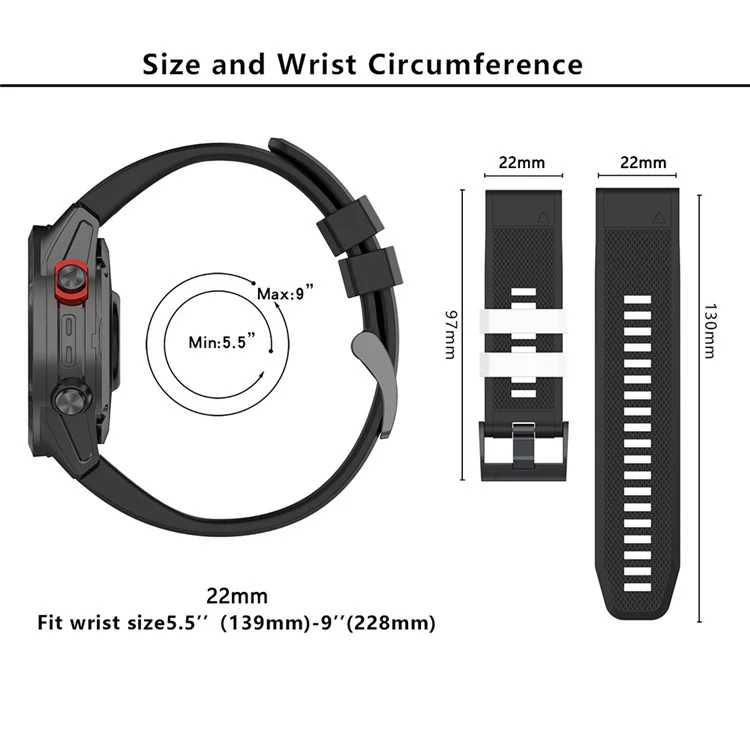 KALEBOL KLB-SSGJ-001 For Garmin Fenix 7 / Fenix 7 Pro Sport Straps 22mm Silicone Watch Band - Black+White