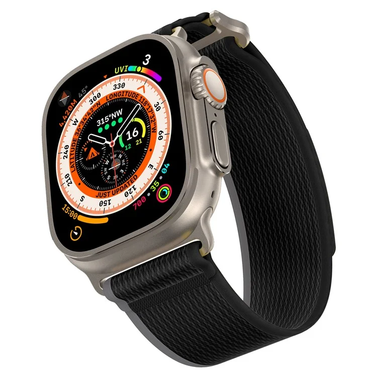 For Apple Watch 10 46mm / Ultra 2 / Ultra 49mm / 9 8 7 45mm / SE (2023) SE (2022) SE 6 5 4 44mm / 3 2 1 42mm Braided Loop Strap, Size: L - Black+Grey