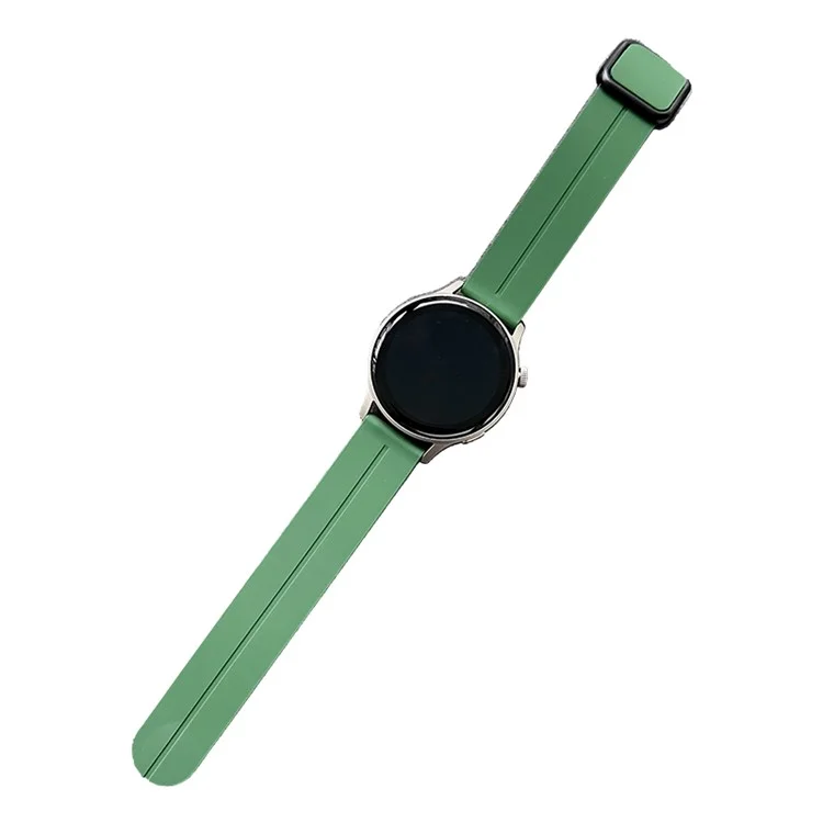 For Samsung Gear S3 Classic / Garmin Vivoactive 4 Silicone Magnetic Strap 22mm Watch Band - Green