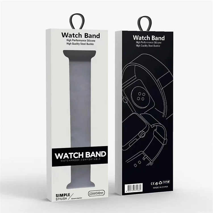 For Apple Watch Series 10 42mm / 9 8 7 41mm / SE (2023) SE (2022) SE 6 5 4 40mm / 3 2 1 38mm Silicone Watch Strap with Square Buckle - Starlight