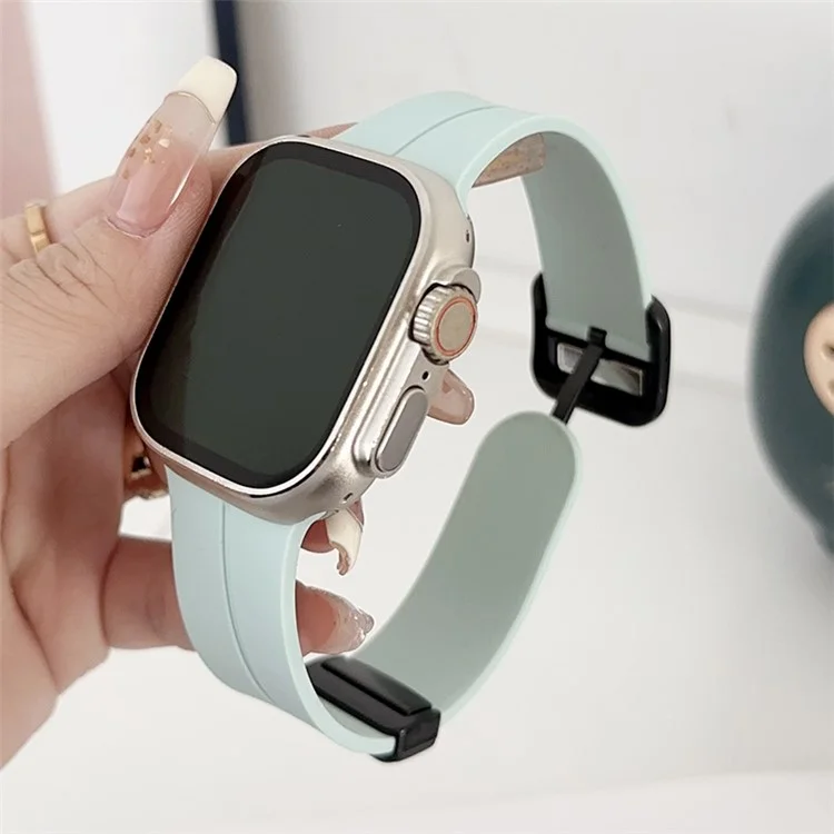 Para Apple Watch 10 46mm / Ultra 2 / Ultra 49mm / 9 8 7 45mm / SE (2023) SE (2022) SE 6 5 4 44mm / 3 2 1 42mm Silicone Watch Band - Gem Green