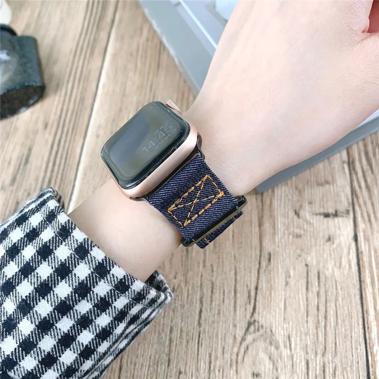 For Apple Watch Series 10 42mm / 9 8 7 41mm / SE (2023) SE (2022) SE 6 5 4 40mm / 3 2 1 38mm Nylon Watch Strap - Jean Blue