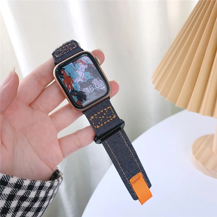 For Apple Watch Series 10 42mm / 9 8 7 41mm / SE (2023) SE (2022) SE 6 5 4 40mm / 3 2 1 38mm Nylon Watch Strap - Jean Blue