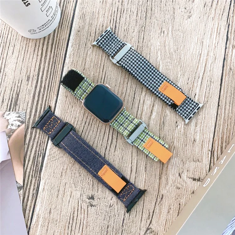 For Apple Watch Series 10 42mm / 9 8 7 41mm / SE (2023) SE (2022) SE 6 5 4 40mm / 3 2 1 38mm Nylon Watch Strap - Jean Blue