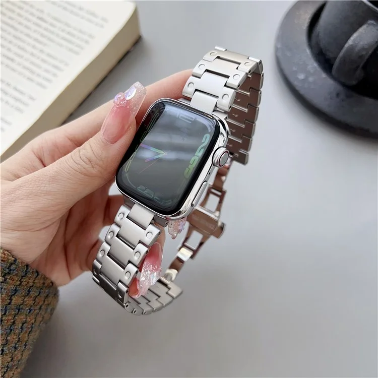 For Apple Watch 10 46mm / Ultra 2 / Ultra 49mm / 9 8 7 45mm / SE (2023) SE (2022) SE 6 5 4 44mm / 3 2 1 42mm Stainless Steel  Strap - Silver