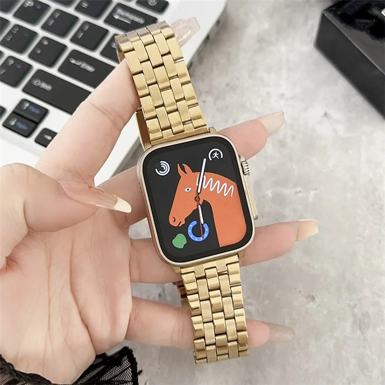 For Apple Watch Series 10 42mm / 9 8 7 41mm / SE (2023) SE (2022) SE 6 5 4 40mm / 3 2 1 38mm Stainless Steel Band - Gold