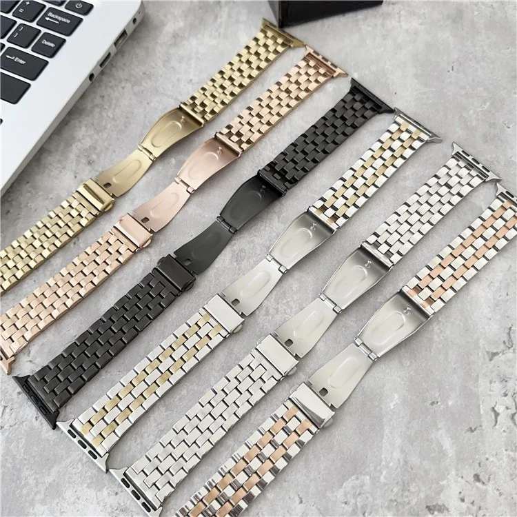 For Apple Watch Series 10 42mm / 9 8 7 41mm / SE (2023) SE (2022) SE 6 5 4 40mm / 3 2 1 38mm Stainless Steel Band - Gold