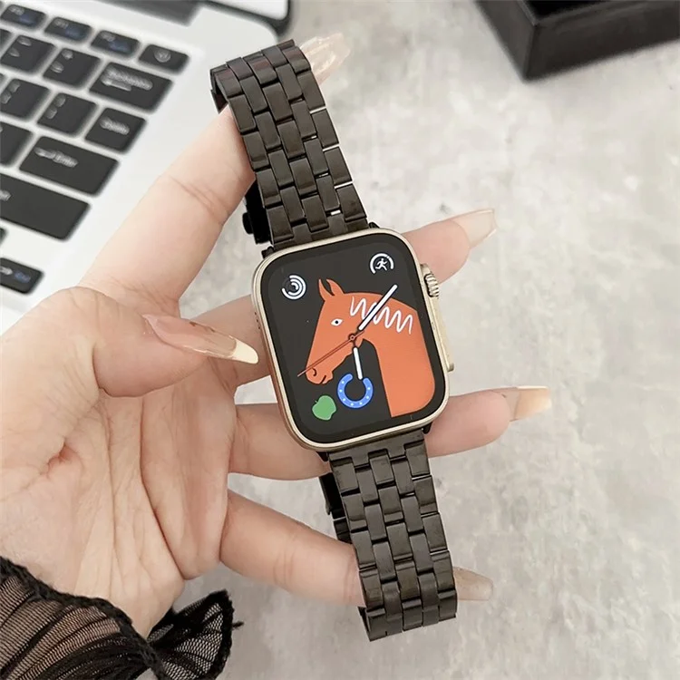 For Apple Watch 10 46mm / Ultra 2 / Ultra 49mm / 9 8 7 45mm / SE (2023) SE (2022) SE 6 5 4 44mm / 3 2 1 42mm Stainless Steel Strap - Black