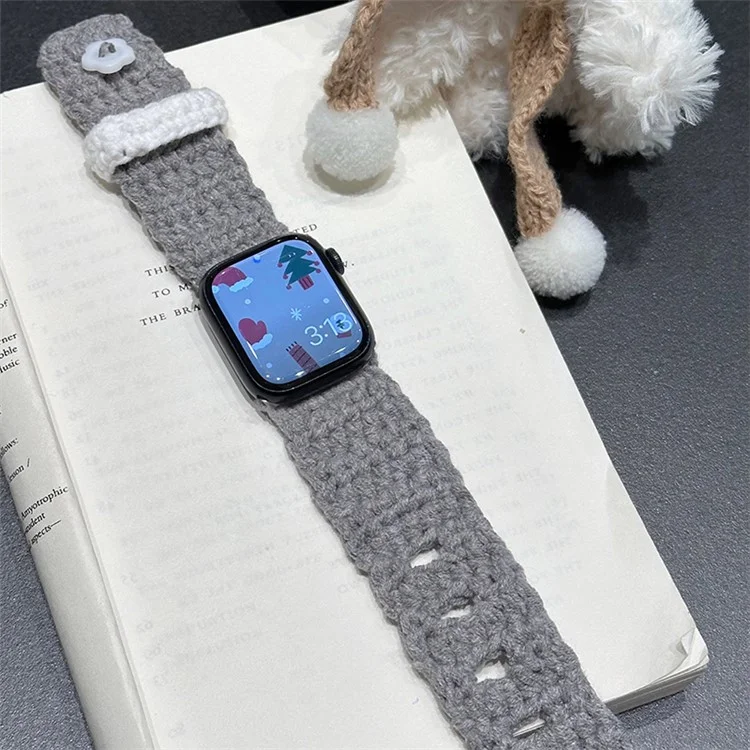 Per Apple Watch Series 10 42mm / 9 8 7 41mm / SE (2023) SE (2022) SE 6 5 4 40mm / 3 2 1 38mm Velvet Cotton Watch Band - Grigio