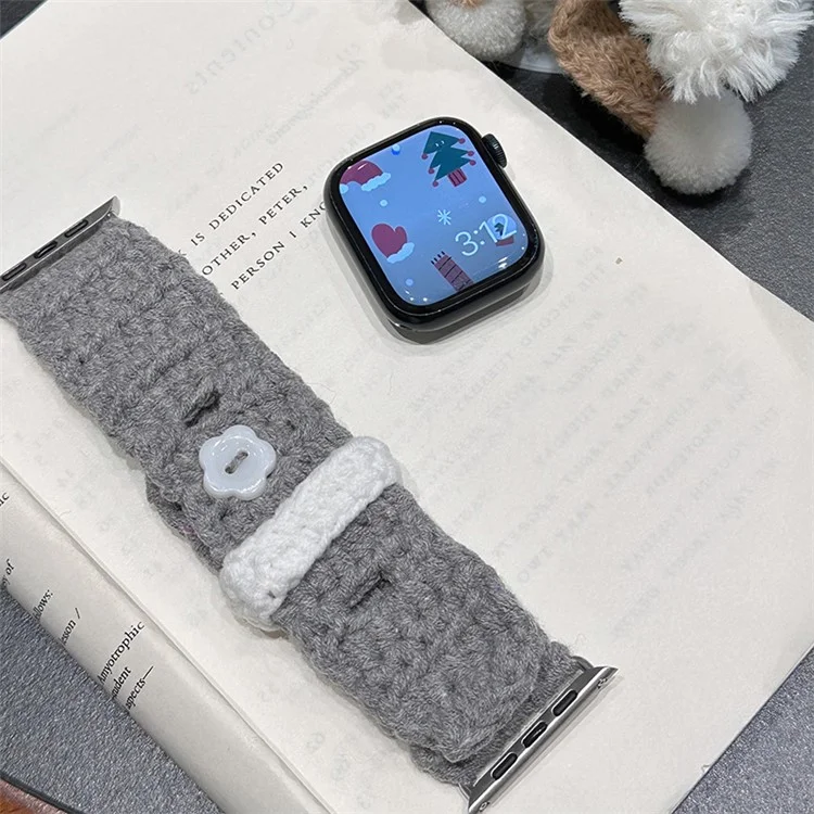Per Apple Watch Series 10 42mm / 9 8 7 41mm / SE (2023) SE (2022) SE 6 5 4 40mm / 3 2 1 38mm Velvet Cotton Watch Band - Grigio