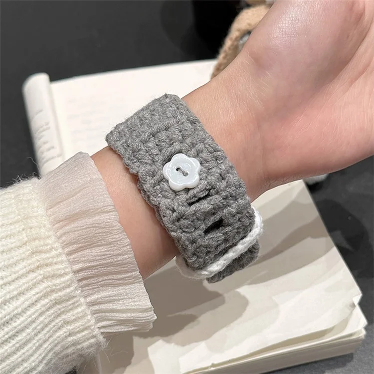 Per Apple Watch Series 10 42mm / 9 8 7 41mm / SE (2023) SE (2022) SE 6 5 4 40mm / 3 2 1 38mm Velvet Cotton Watch Band - Grigio