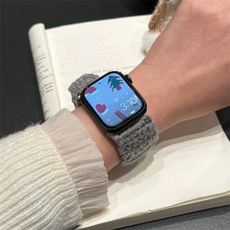 Per Apple Watch Series 10 42mm / 9 8 7 41mm / SE (2023) SE (2022) SE 6 5 4 40mm / 3 2 1 38mm Velvet Cotton Watch Band - Grigio