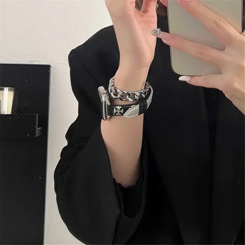 For Apple Watch Series 10 42mm / 9 8 7 41mm / SE (2023) SE (2022) SE 6 5 4 40mm / 3 2 1 38mm Leather Watch Band Bracelet