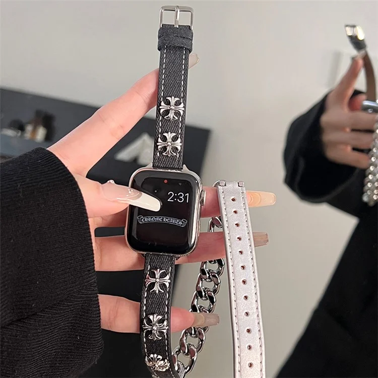 For Apple Watch Series 10 42mm / 9 8 7 41mm / SE (2023) SE (2022) SE 6 5 4 40mm / 3 2 1 38mm Leather Watch Band Bracelet