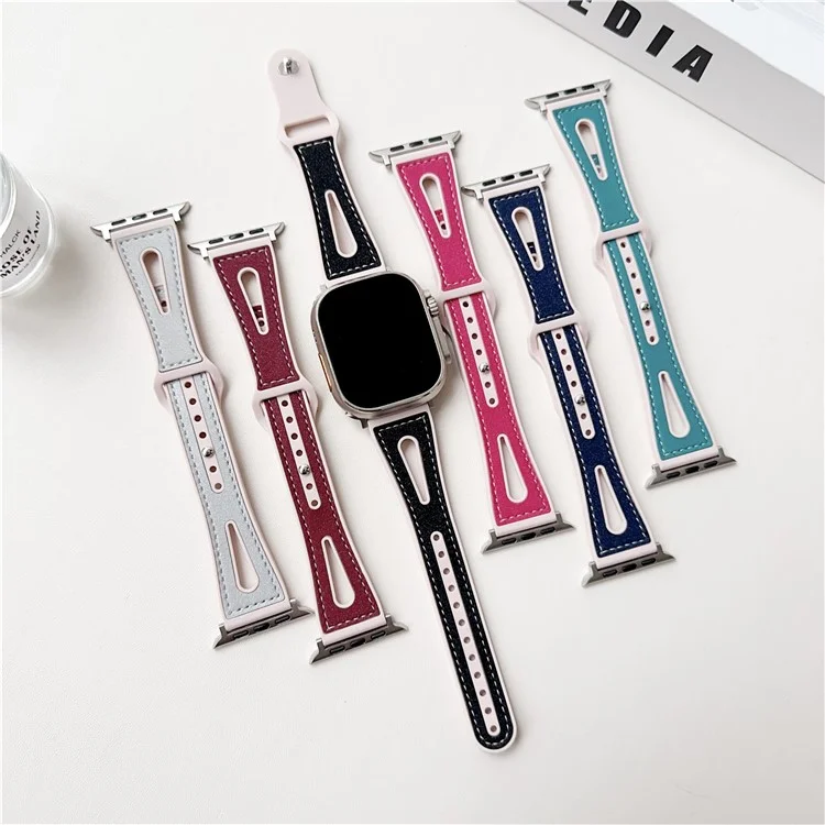 For Apple Watch 10 46mm / Ultra 2 / Ultra 49mm / 9 8 7 45mm / SE (2023) SE (2022) SE 6 5 4 44mm / 3 2 1 42mm Glitter Watch Strap - Navy Blue