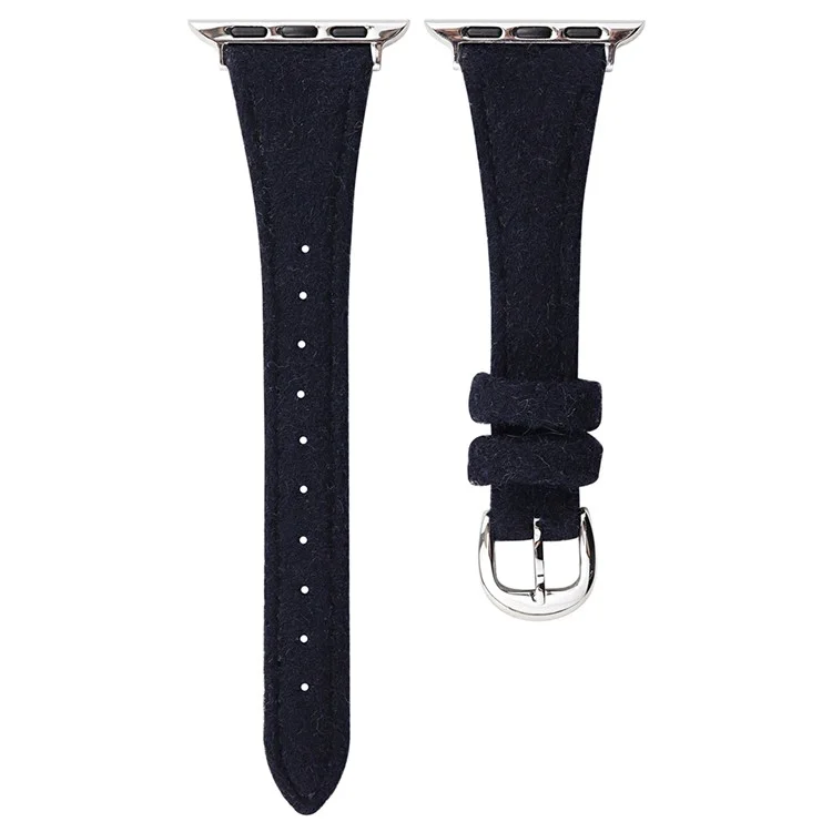 Pour Apple Watch Series 10 42mm / 9 8 7 41mm / SE (2023) SE (2022) SE 6 5 4 40mm / 3 2 1 38mm Bande de montre en laine douce - Noir